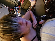 Netflix and suck almost caught sucking his cock on couch