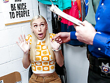 Busty blonde damsel Kay Lovely gets punished for stealing