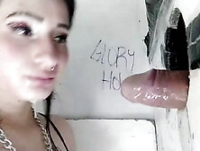 Hispanic emo deepthroats giant penis through gloryhole