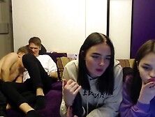 2 sisters and 3 nude men