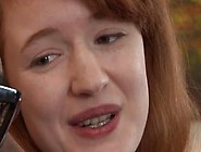 Ginger teen facialized by black stepdad