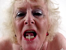 Blonde granny Claire Knight surprises a guy with a blowjob in POV