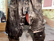 Full back dark sheer nylon panty stuff in behind with dildo