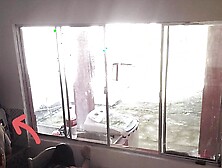 Cuckold with hearing problems washes the dishes while his wife has sex with a black guy in secret