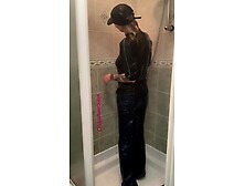 Soaking Moist Shower in Jeans,  Cap & Trainers