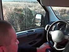 Lucky driver sucked and fucked by two girls