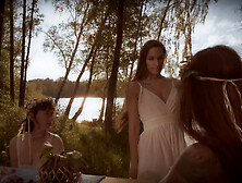 The Offering of Four Horny Nymphs Outdoor Orgy