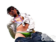 Cute Carla masturbates outdoors solo