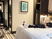 Public Dong Flash.  The hotel maid was shocked when she saw me jerking off during room cleaning service but agreed to help me spu