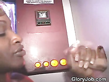 Black Slut Sucks White Penis At A Glory Hole