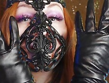 Asmr Beautiful Arya Grander In 3D Latex Mask With Leather Gloves - Erotic Free Video (Sfw)