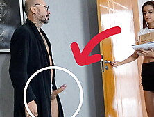 Perverted grandpa receives delivery girl with her dick out!
