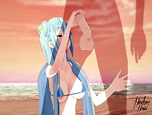 Kono Subarashii Goddes Aqua Gets Penetrated On The Beach