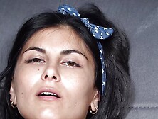 Solo Brunette Sara masturbating all day, with big didlo in 4K.