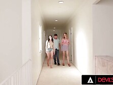 DEVILS FILM - Nasty Wife Leads Hawt Three-some With Hot Neighbour And A Belt-On