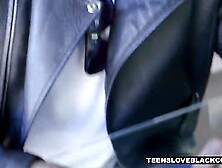 Nice-looking teen sweetheart Izzy Bell giving a kiss ebony chap, then they one as well as the other goes stripped, sucking off a