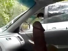 Jerking off my large dick in the car
