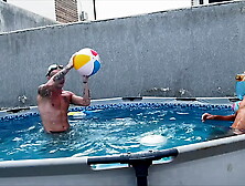 Plowed a friend's lustful wifey after a pool party. Facial full of vagina spunk