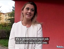 Public Agent Cute teacher Agnes White fucking in a car for extra Cash