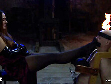 German Femdom Foot Worship - Nylon Slave Training & Breath Control in HD