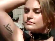 Girl With Electric Butt Plug In Public