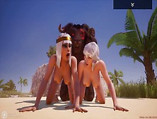 2 Girls 1 bull (group-sex)