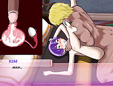 Elderly character in a 3D animated hentai scene with big natural tits