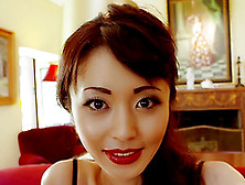 Asian slut nailed in rough trio show