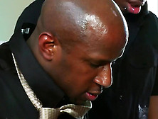 Lisa Ann gets three black cocks in her mouth