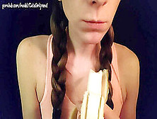 Baby Dame Gives Banana Oral Job Asmr Sucking And Screaming