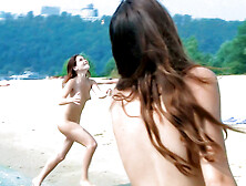 Adorable nudist girls caught by a voyeur