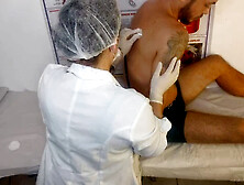 Nurse Jennifer Pimenta gets hands-on with her first patient and a big hard cock