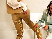 Boots wetlook pool,  fully clothed pool parties