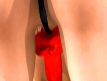 Kinky 3D redhead anal pounds slim blonde with a strapon dildo