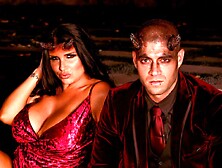 Two angels Gina Valentina and Romi Rain are getting fucked on the sofa