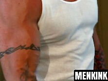 Gymrat Brock Avery inverted in the air then Trenton Ducati face fucks him