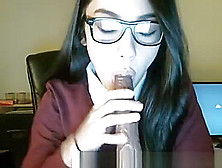 Asian Teen In Glasses Sucks Bbc Dildo