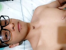 Tiny and Slim virgin student masturbates quietly next to parents room