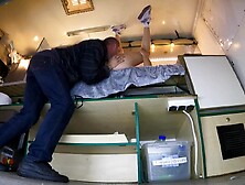 Super sexy playgirl get banged from behind after work by nasty boss