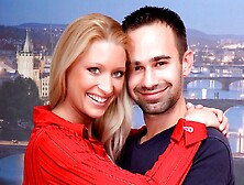 Beautiful blonde babe Uma Thompson opens her tight hole for a big dick