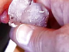 Ice play with her pained nipples