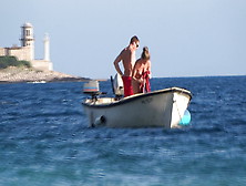 Naked Girl In Boat Public Beach Croatia