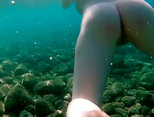 Amateur Girl Is Filmed Underwater While Swimming In The Sea