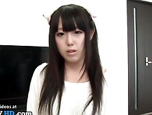 Japanese lovely 18yo babe helps boyfriend to cum