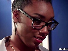 Hawt golden-haired playgirl Mona Wales masturbates solo in underware and then orders black call cutie with giant booty and prett