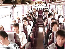 Japanese teen groupsex action babes on a bus