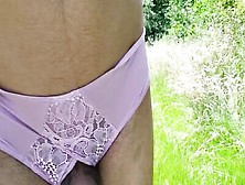 Femboy Wears Sexy Lingerie While Fooling Around In The Yard