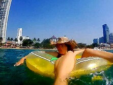 Underwater TWAT PLAY at Public Beach # ENJOYMENT from Risky Public Exhibitionism