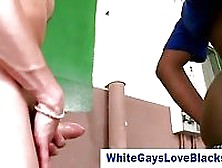 Black Twink Guy Gets Hard White Cock To Suck Down On