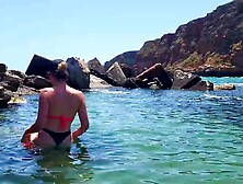 Public beach date pick-up bikini Blond and go to Hotel-Room